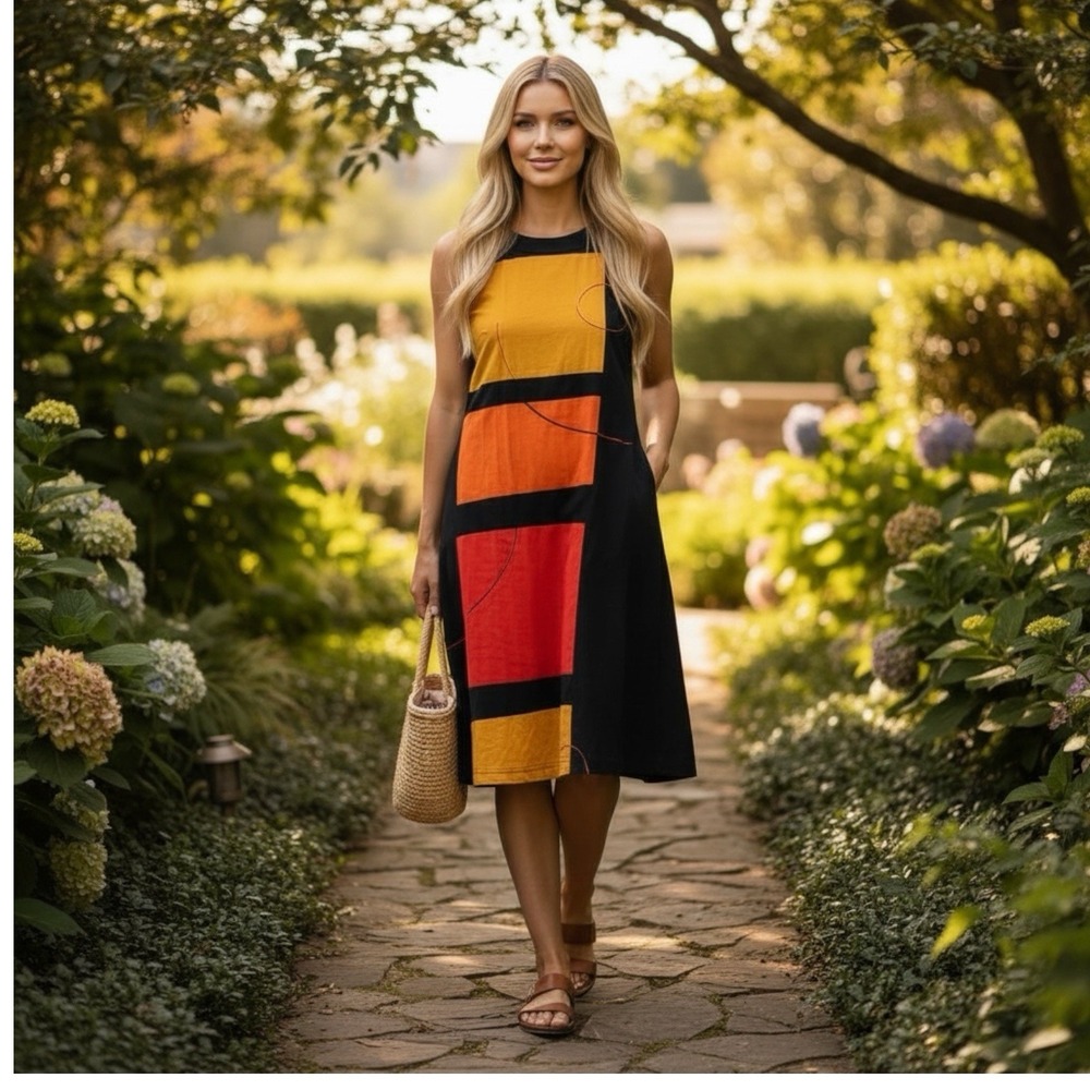 Joseph Ribkoff 6 Sleeveless Knit‎ Dress Halter Neck Modern Minimalist City Chic